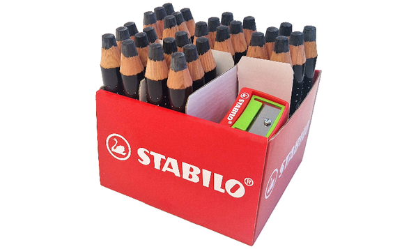 Whiteboard and Flipchart Markers - STABILO MARKdry - Classpack of 30 - Black with 2 x Sharpeners