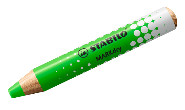 Whiteboard and Flipchart Markers - STABILO MARKdry - Pack of 4 - Assorted Neon Colours with Sharpener + Wiping Cloth