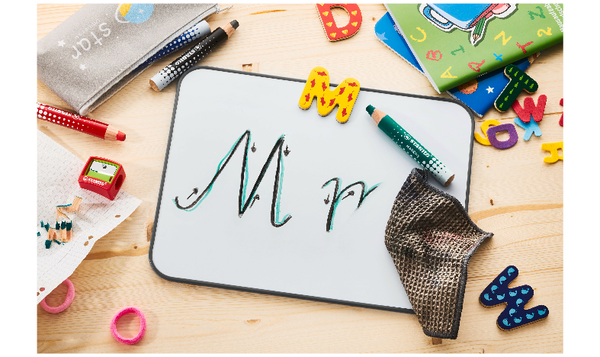 Whiteboard and Flipchart Markers - STABILO MARKdry - Pack of 4 - Assorted Colours with Sharpener + Wiping Cloth