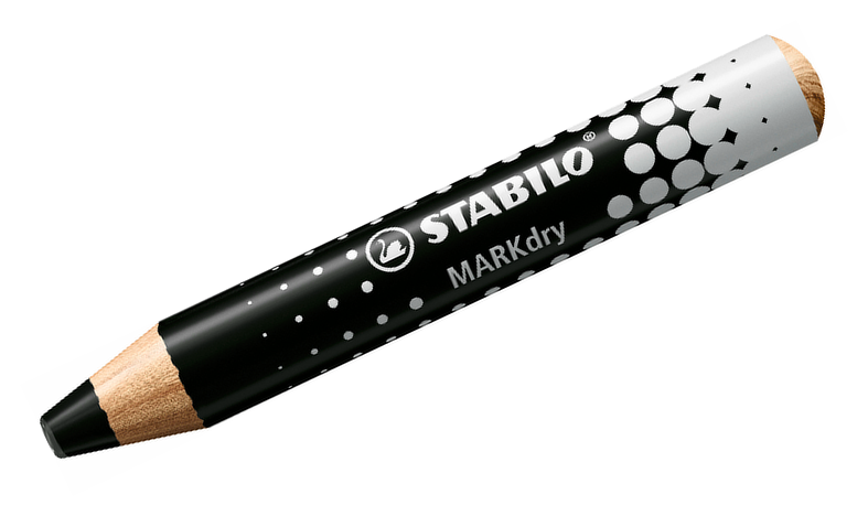 Whiteboard and Flipchart Markers - STABILO MARKdry - Pack of 4 - Assorted Colours with Sharpener + Wiping Cloth
