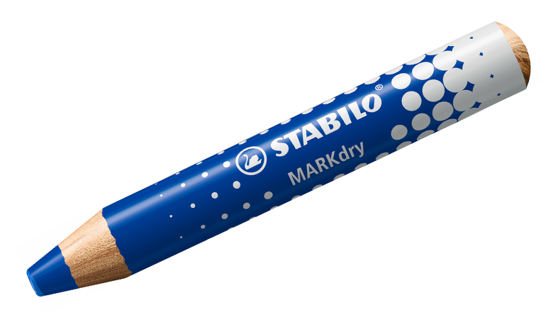 Whiteboard and Flipchart Markers - STABILO MARKdry - Pack of 4 - Assorted Colours with Sharpener + Wiping Cloth