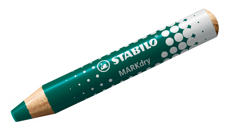 Whiteboard and Flipchart Markers - STABILO MARKdry - Pack of 4 - Assorted Colours with Sharpener + Wiping Cloth