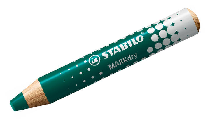 Whiteboard and Flipchart Markers - STABILO MARKdry - Pack of 4 - Assorted Colours with Sharpener + Wiping Cloth