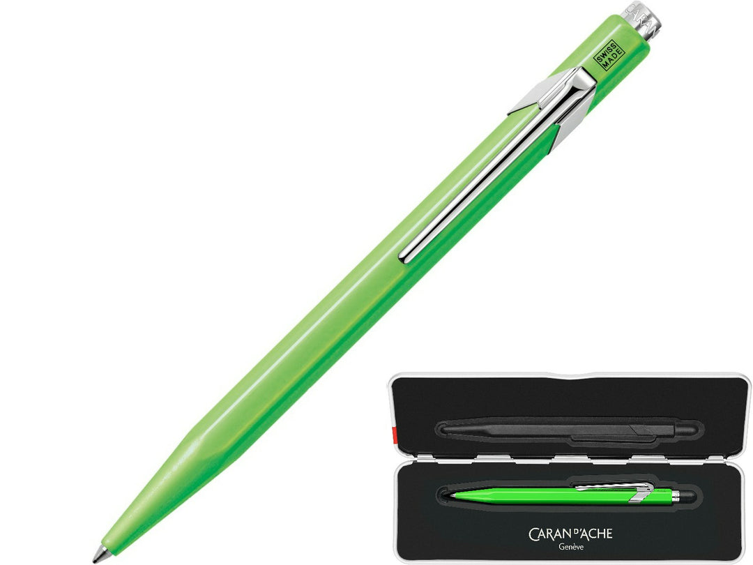 Caran d'Ache 849 ballpoint pen fluo green with metal tin