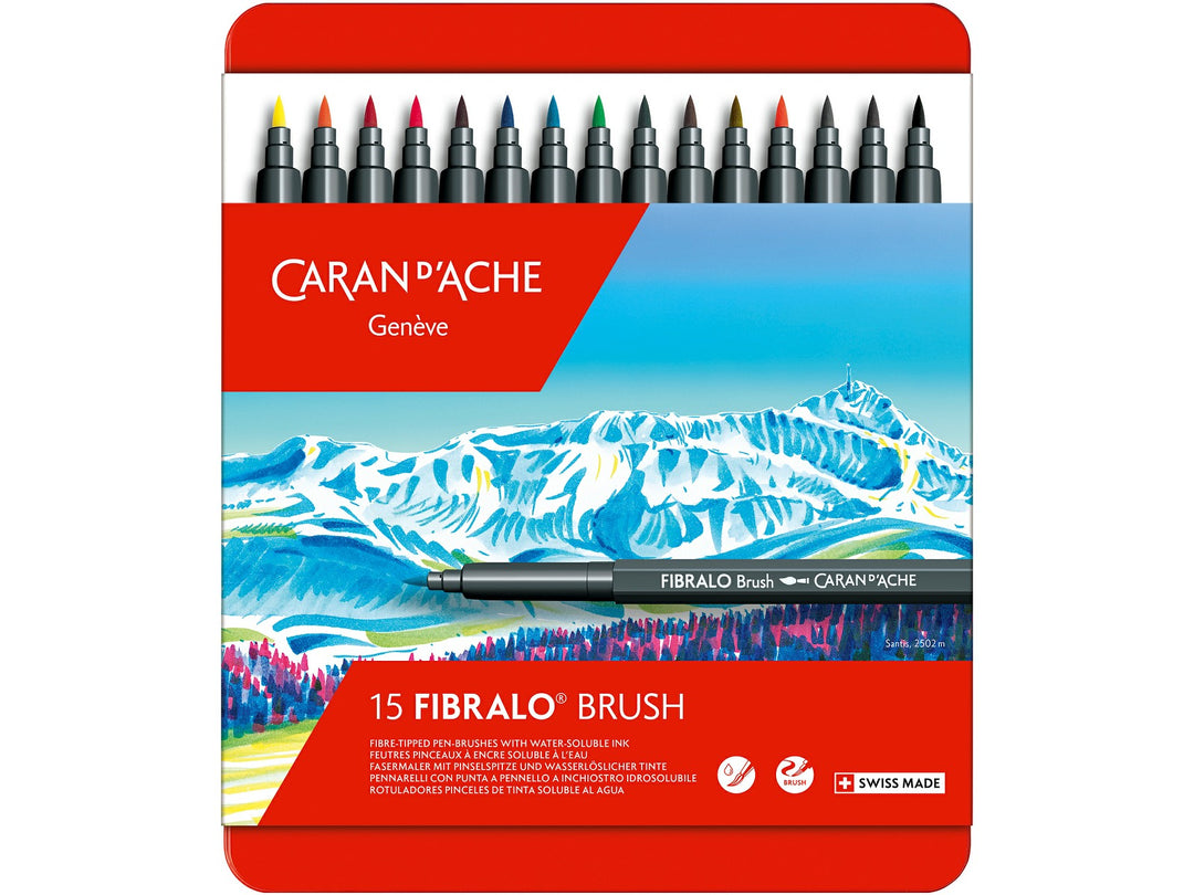 Caran d'Ache Fibralo Brush pens set of 15 colour assortment