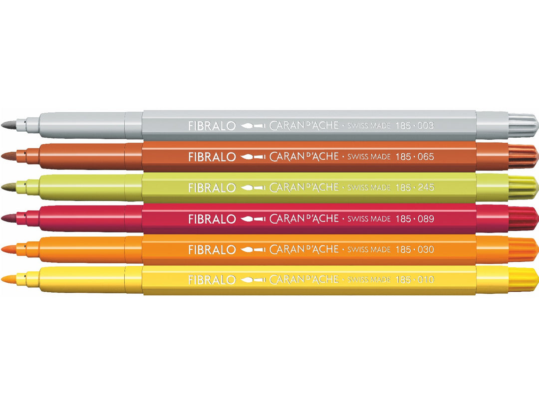 Horizontal lineup of the six Caran d&