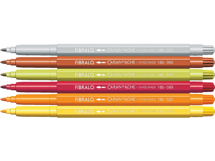 Horizontal lineup of the six Caran d&