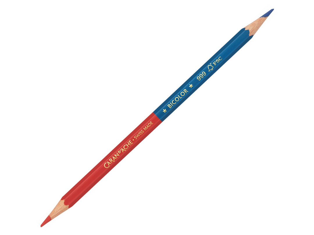 Caran d'Ache Prismalo Aquarelle bicolour pencil red and blue