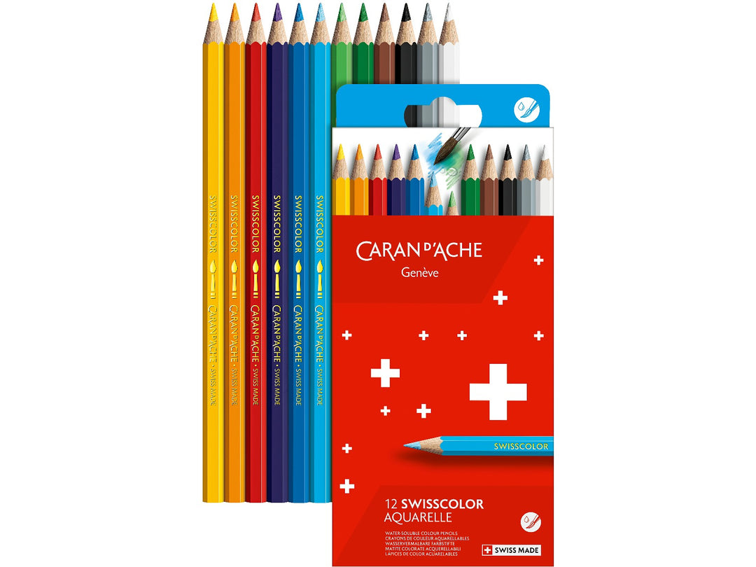 Caran d’Ache Swisscolor Water-Soluble Coloured Pencils – Set of 12