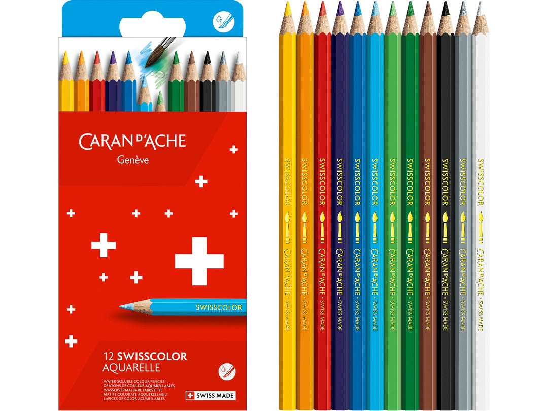 Caran d'Ache Swisscolor water-soluble coloured pencils set of 12