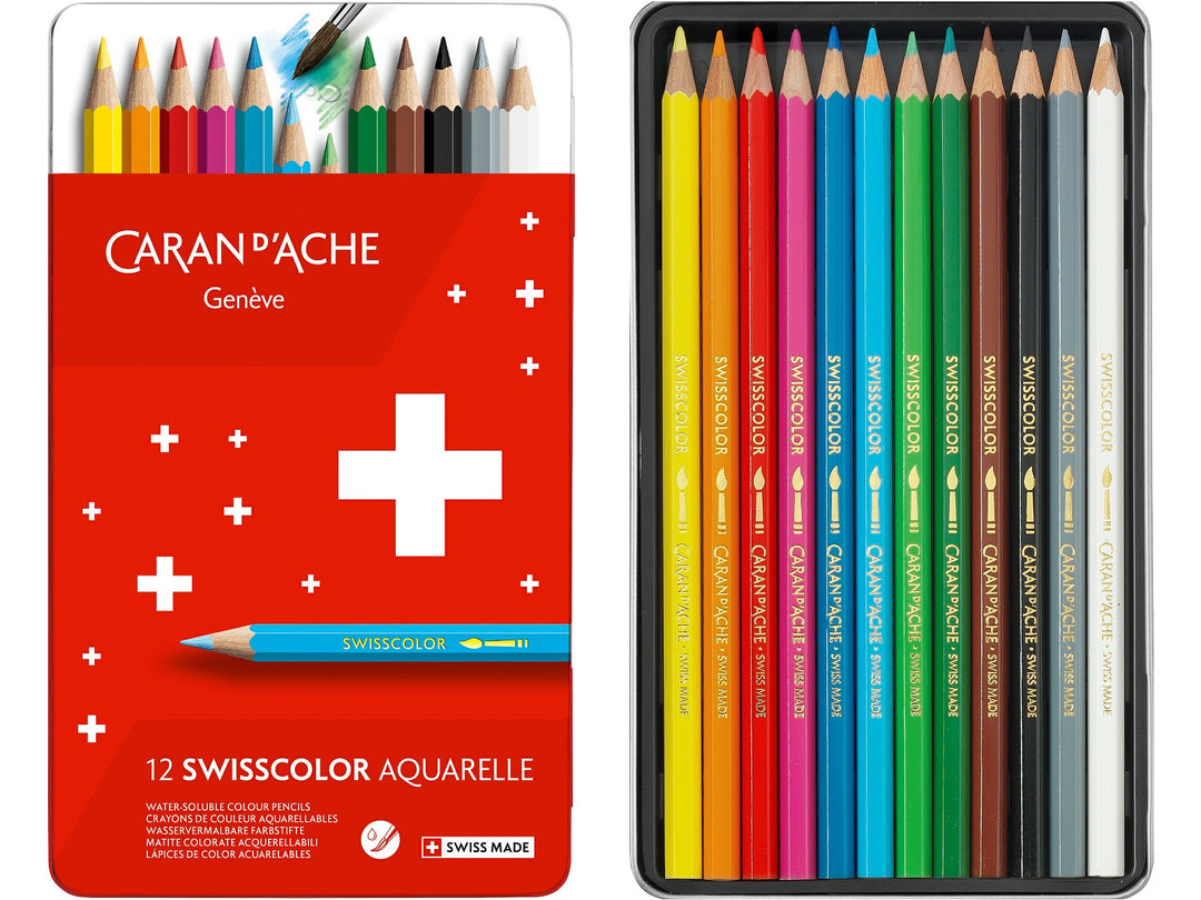 Caran d'Ache Swisscolor water-soluble coloured pencils set of 12