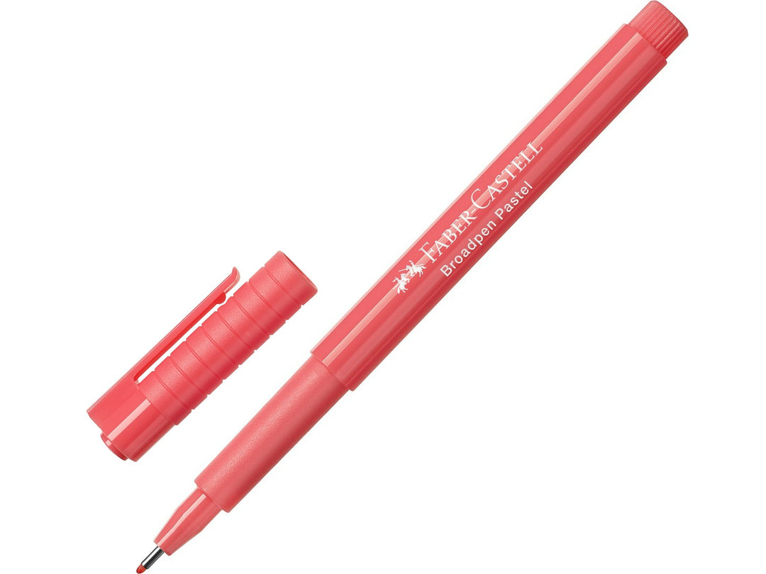 Faber-Castell Broadpen 1554 Fineliner in Pastel Apricot with cap removed, featuring a durable metal-clad 0.8mm tip, translucent barrel and document-proof ink for smooth everyday writing, note-taking, journaling and colour-coding.
