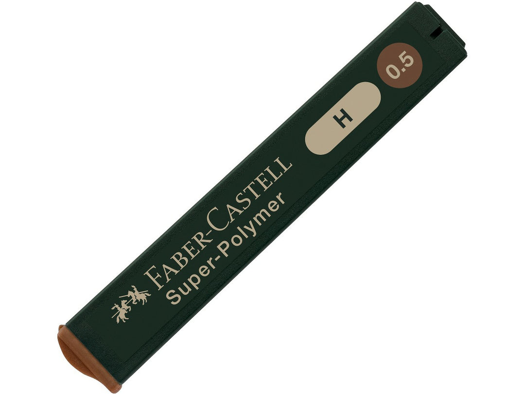 Faber-Castell Super-Polymer Fineline Leads 0.5mm H refill tube containing 12 extra break-resistant graphite leads, designed for precise writing, technical drawing, drafting and use in compatible 0.5mm mechanical pencils.