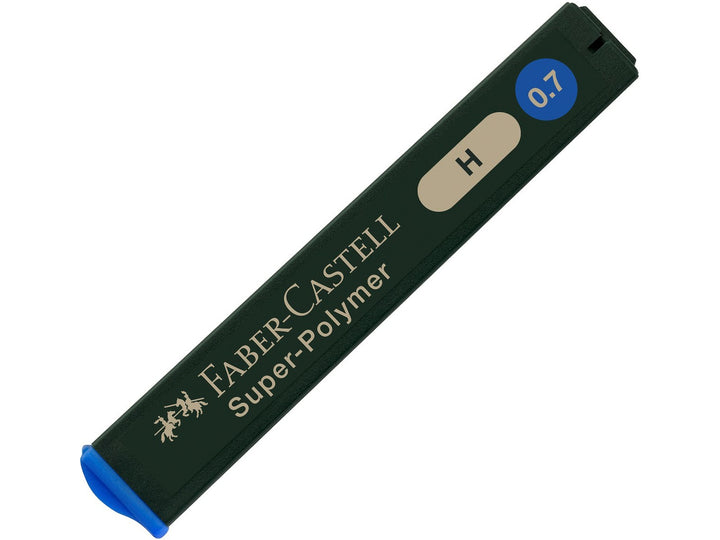 Faber-Castell Super-Polymer Fineline Leads 0.7mm H refill tube containing 12 extra break-resistant graphite leads, designed for precise writing, technical drawing, drafting and use in compatible 0.7mm mechanical pencils.