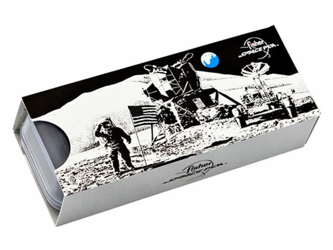 Fisher Space Pen Backpacker Moonscape gift box with lunar surface and astronaut illustration