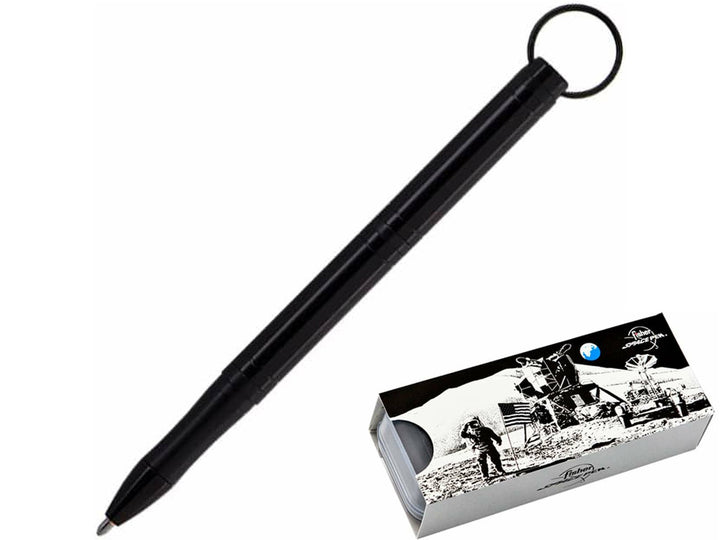 Fisher Space Pen Backpacker black ballpoint pen with keyring and Moonscape gift box packaging