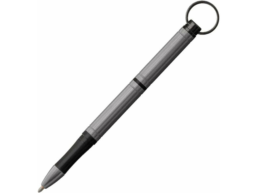 Fisher Space Pen Backpacker gunmetal grey compact ballpoint pen with keyring attachment