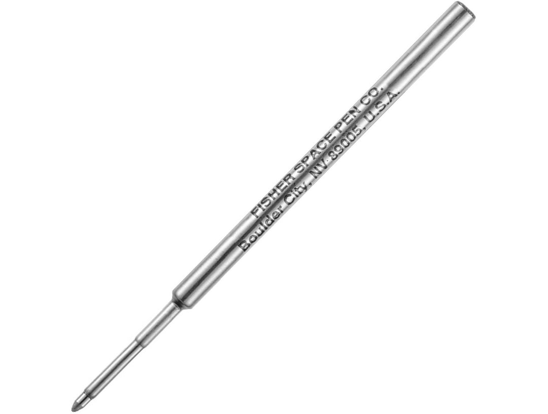 Fisher Space Pen bold point refill cartridge showing metal body and thicker tip for heavy line writing