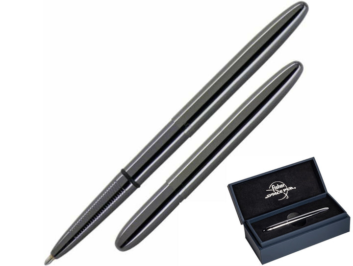 Fisher Space Pen Bullet black titanium nitride ballpoint pen with compact design and luxury gift box