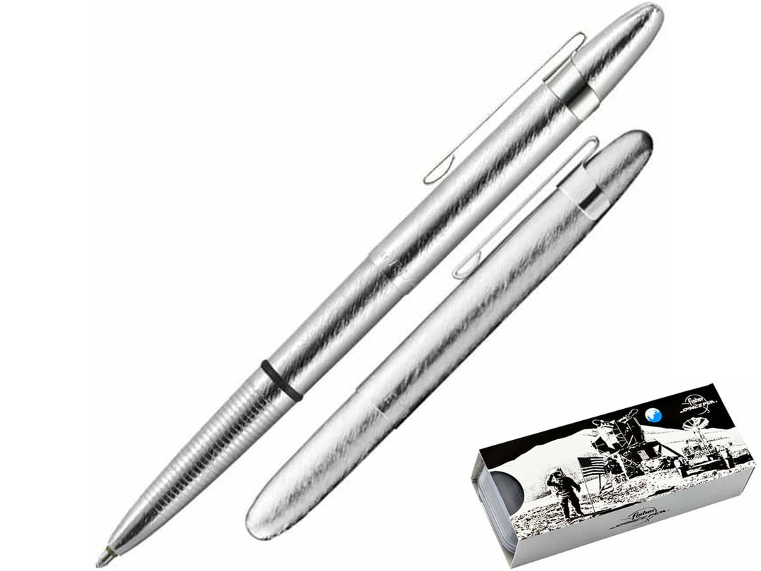 Fisher Space Pen Bullet brushed chrome ballpoint pen with compact design and gift box