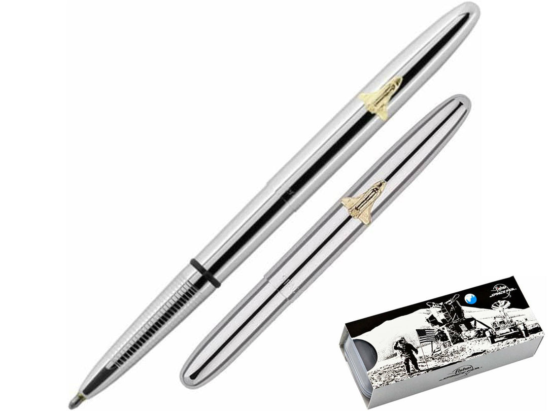 Fisher Space Pen Bullet chrome ballpoint pen with shuttle shaped clip  with compact design and gift box