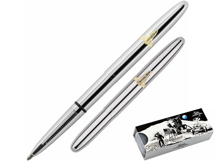 Fisher Space Pen Bullet chrome ballpoint pen with shuttle shaped clip  with compact design and gift box