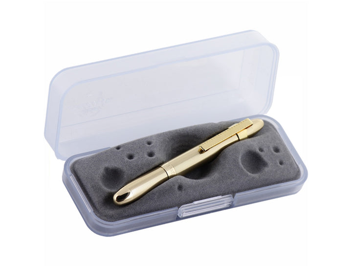 Fisher Space Pen Bullet gold ballpoint pen with matching clip in protective case with foam insert