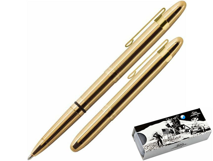 Fisher Space Pen Bullet gold ballpoint pen with matching clip with compact design and gift box