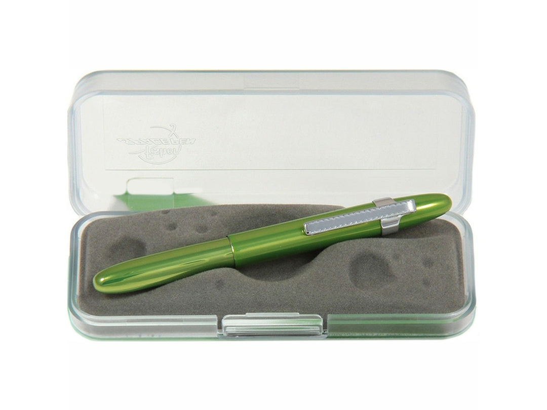 Fisher Space Pen Bullet Aurora Borealis Lime Green ballpoint pen in protective case with foam insert