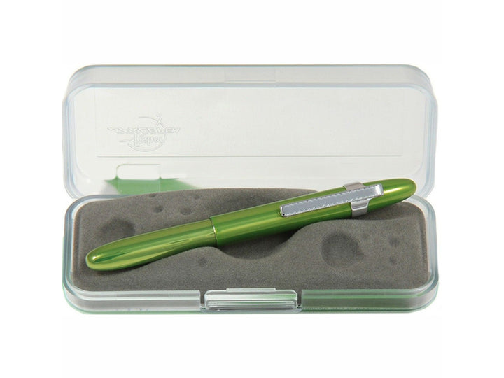 Fisher Space Pen Bullet Aurora Borealis Lime Green ballpoint pen in protective case with foam insert