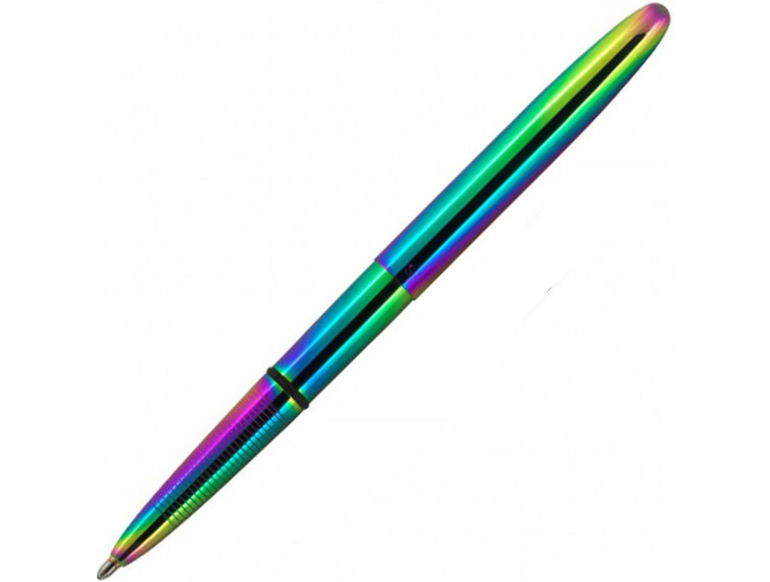 Fisher Space Pen Bullet rainbow ballpoint pen with iridescent colour shift finish extended for writing