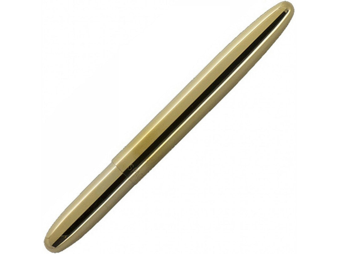 Fisher Space Pen Bullet raw brass ballpoint pen showing compact closed design