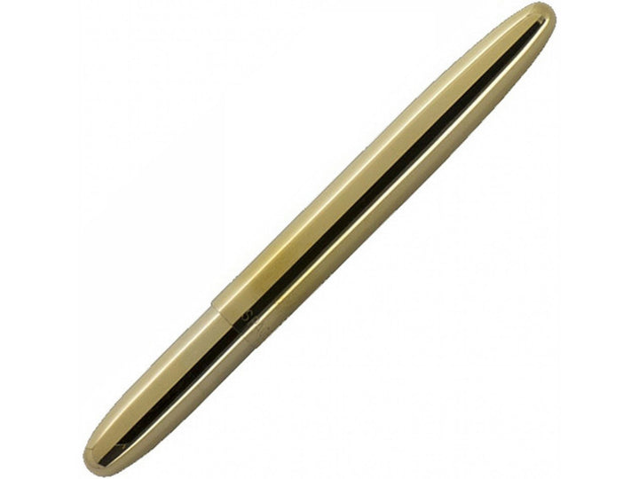 Fisher Space Pen Bullet raw brass ballpoint pen showing compact closed design