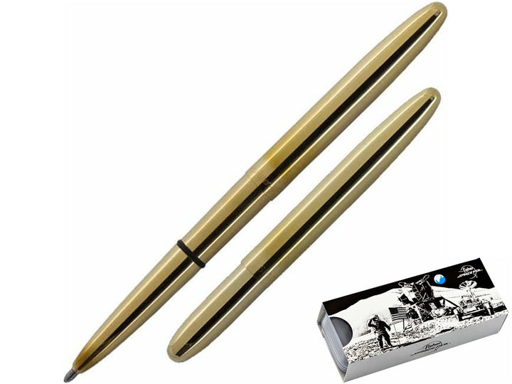 Fisher Space Pen Bullet raw brass ballpoint pen with compact design and gift box