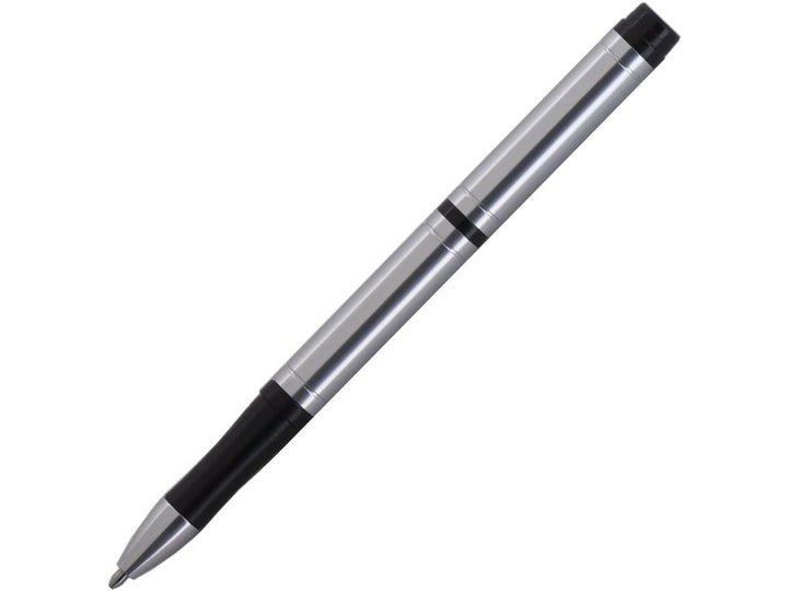 Fisher Space Pen Pocket‑Tec silver ballpoint pen showing compact design and textured grip