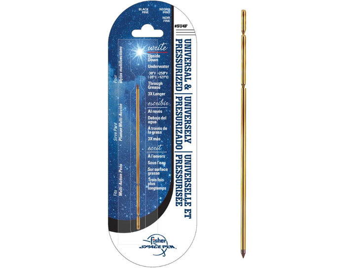 Fisher Space Pen universal ballpoint black refill in retail packaging with single refill displayed alongside
