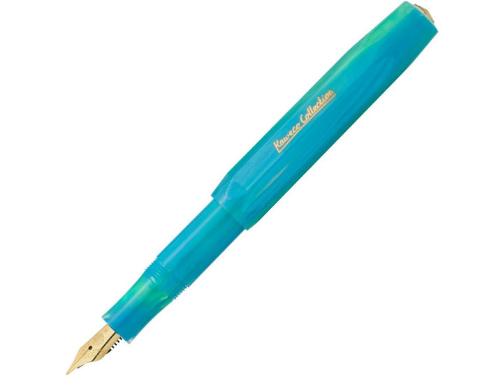Kaweco COLLECTION Marble Ocean fountain pen featuring an ocean-inspired blue and green marbled finish, gold-plated nib and compact Sport design