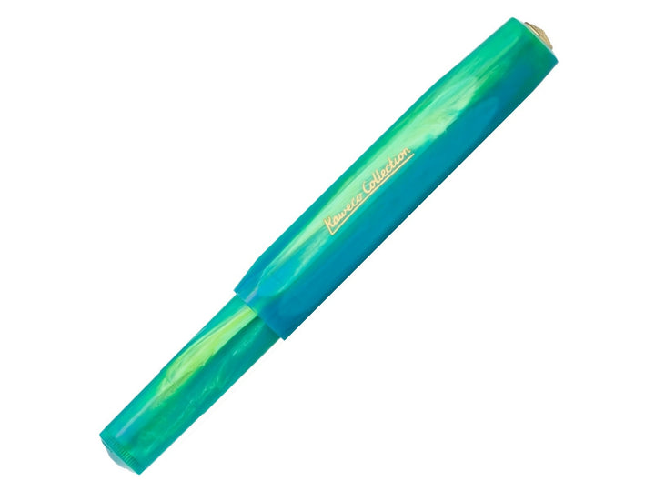 Kaweco COLLECTION Marble Ocean fountain pen featuring an ocean-inspired blue and green marbled finish, gold-coloured branding and compact Sport pocket pen design