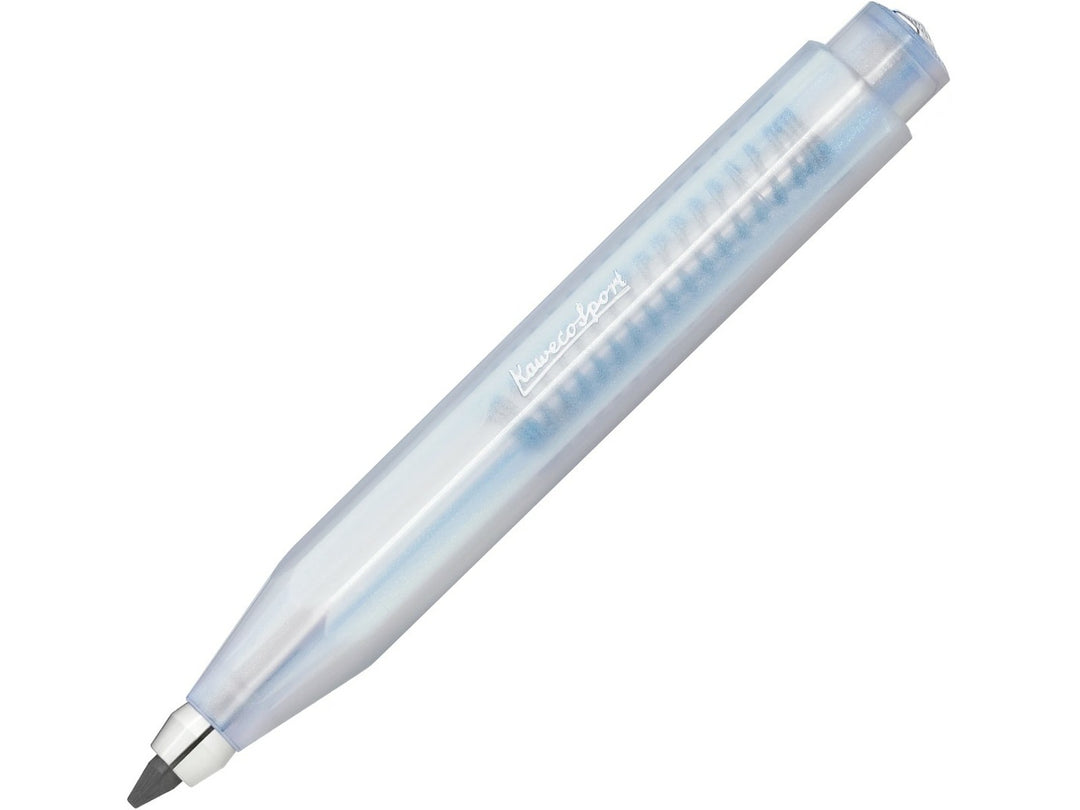 Kaweco LUNAR SPORT Clutch Pencil in Light Blue, featuring a translucent light blue octagonal barrel, exposed 3.2mm graphite lead, compact pocket-sized Sport design and integrated push-button clutch mechanism