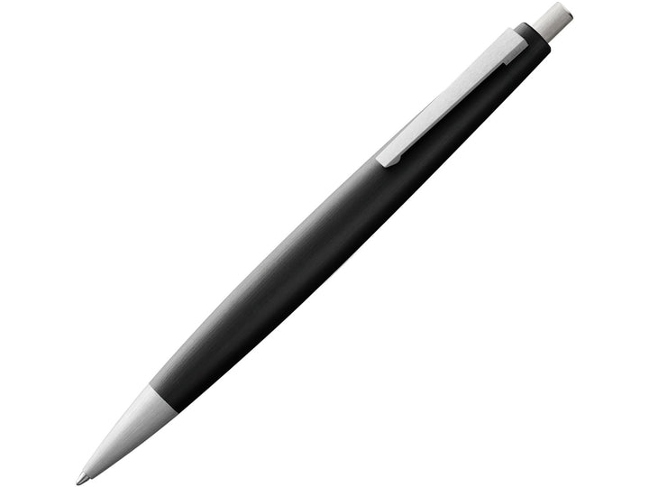 LAMY 2000 ballpoint pen in black with Makrolon® body, brushed stainless steel accents and spring-loaded stainless steel clip