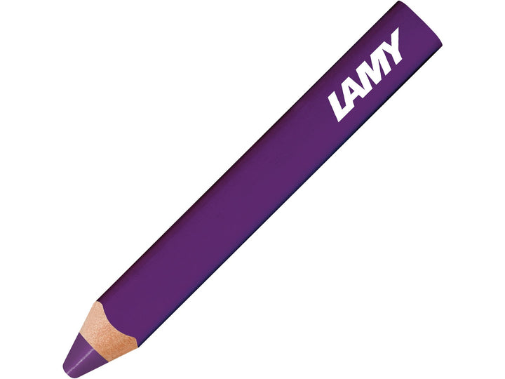 LAMY 3plus colour pencil in Crimson, featuring a triangular ergonomic barrel, durable coloured core and 3-in-1 functionality combining a colour pencil, watercolour pencil and wax crayon in a single creative tool