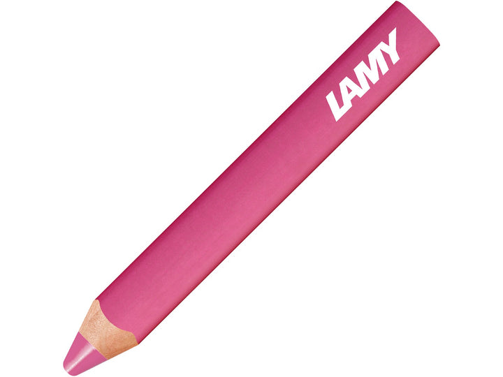 LAMY 3plus colour pencil in Dark Magenta, featuring a triangular ergonomic barrel, durable coloured core and 3-in-1 functionality combining a colour pencil, watercolour pencil and wax crayon in a single creative tool