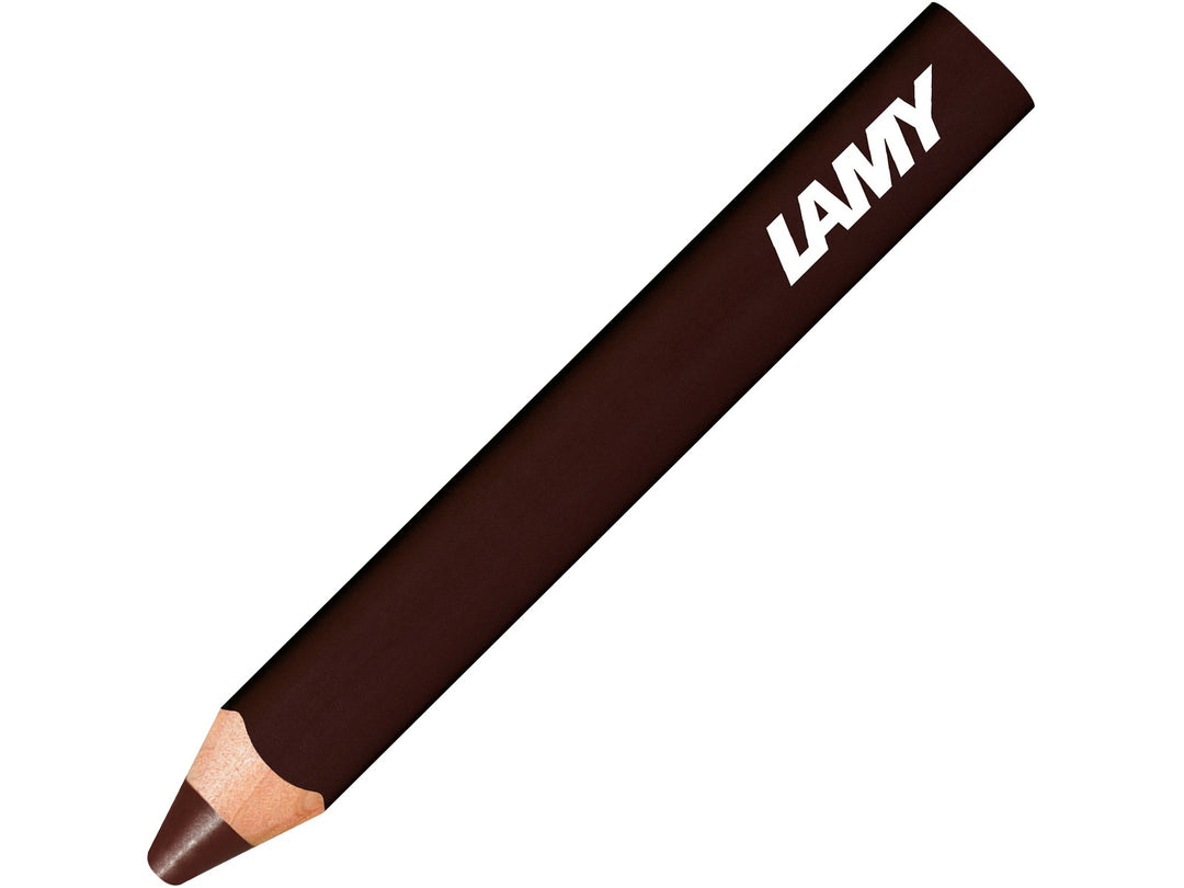 LAMY 3plus colour pencil in Van Dyck Brown, featuring a triangular ergonomic barrel, durable coloured core and 3-in-1 functionality combining a colour pencil, watercolour pencil and wax crayon in a single creative tool
