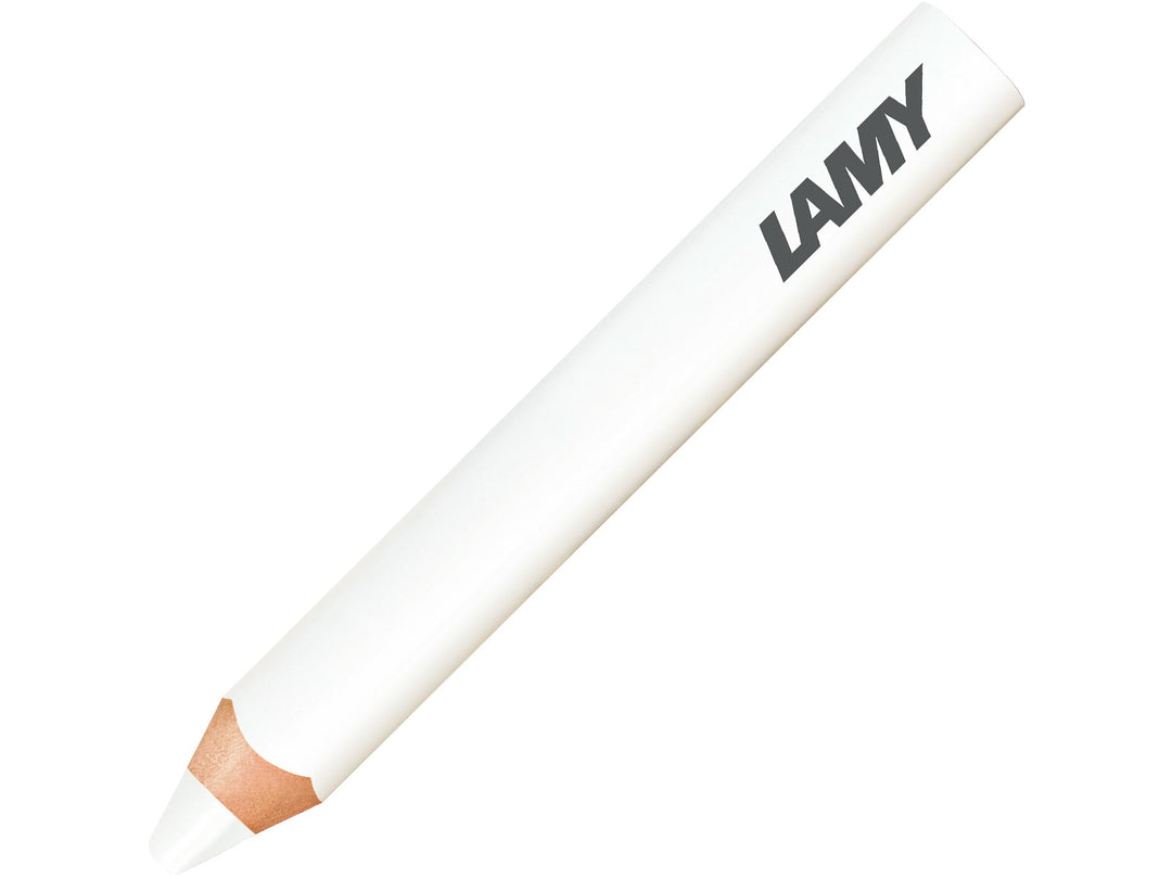 LAMY 3plus colour pencil in White, featuring a triangular ergonomic barrel, durable coloured core and 3-in-1 functionality combining a colour pencil, watercolour pencil and wax crayon in a single creative tool