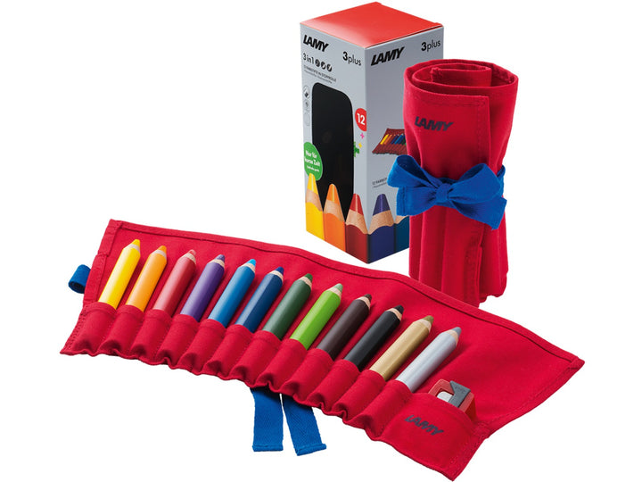 LAMY 3plus Colouring Pencils with Fabric Roll &amp; Z80 Sharpener (Pack of 12)