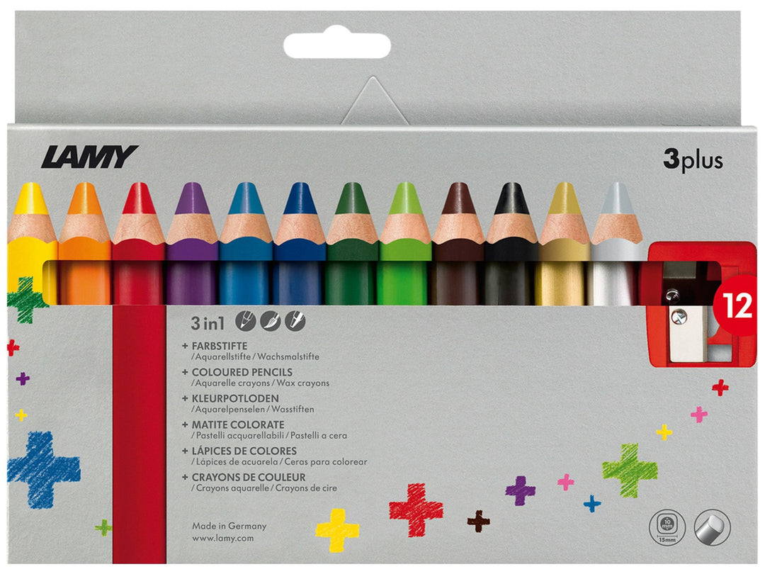 LAMY 3plus Colouring Pencils pack of 12 with included Z80 sharpener