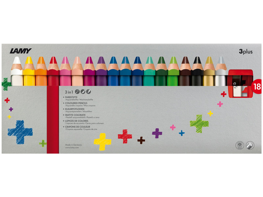 LAMY 3plus Colouring Pencils pack of 18 with included Z80 sharpener