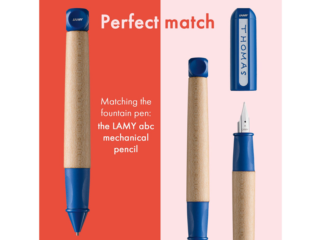 LAMY abc writing set showing matching mechanical pencil and children&