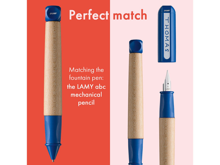 LAMY abc writing set showing matching mechanical pencil and children&