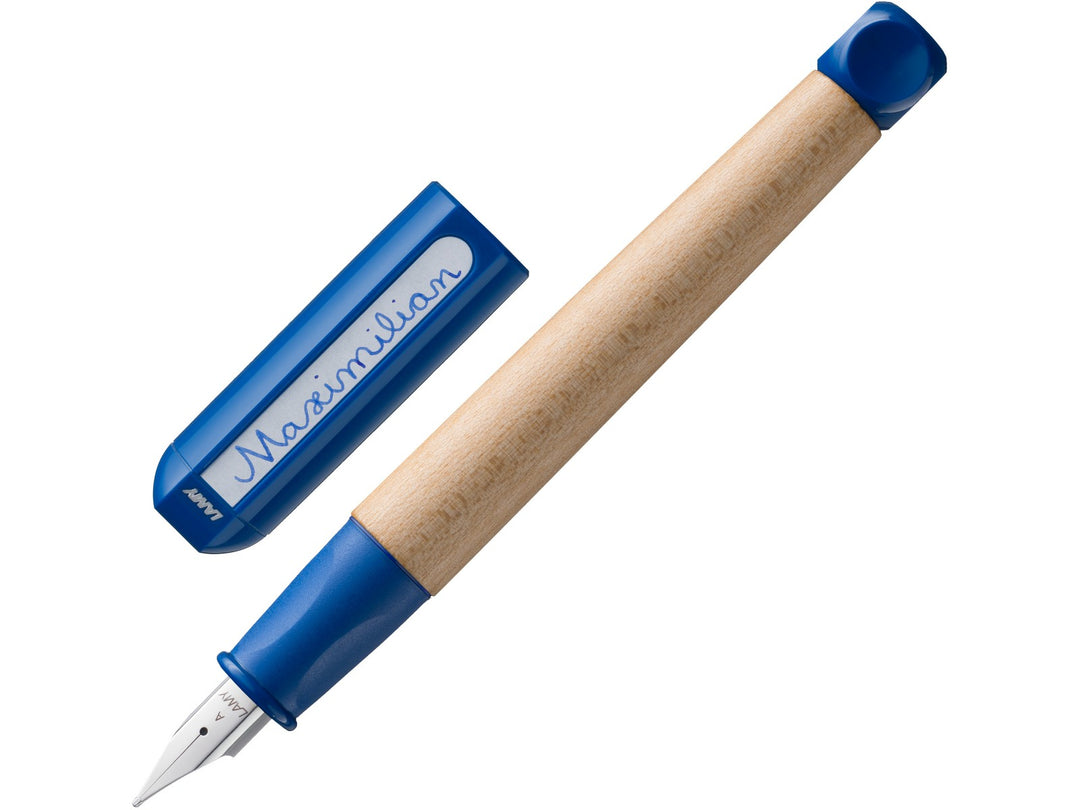 LAMY abc children's fountain pen with ergonomic grip, maple wood barrel and stainless steel beginner nib